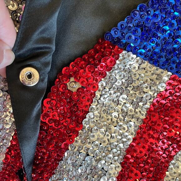 Matchups by Natco Sequin Vest Size XL Red Silver Blue Stars Stripes July 4th - Picture 7 of 11